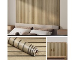 Allecto Plus - Zelfklevende Houten Optiek Wandpanelen voor Woonkamer, Slaapkamer en Hal - 3D Effect - Houten Optiek Behang - 500CM x 60CM.