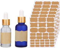 Allecto Plus - Zelfklevende Kraft Papieren Etiketten Kruidenstickers Zelfklevende Etiketten voor Thuis Mason Glazen Cadeau Decoratie Jam Enz. 6 Vellen (192 Stuks)