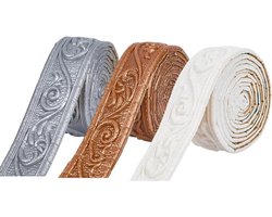 Allecto plus - Zelfklevende Peel en Stick Behang Rand Trim voor Spiegel Venster - 3 Stuks - 3 Kleuren White Brown Silver - Flexibele XPE Tegel Rand - DIY Decoratie - 15 cm x 2 inch