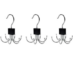 Allecto plus - Zeshoekige haken voor draaibare riemhanger voor garderobe - 3 stuks - Handig voor sokken, riemen en handschoenen