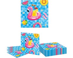 Allecto Plus - Zomer Papieren Servetten 20 Stuks voor Zwembad Feestje - Absorberende Handdoeken Strand Pool - Cocktail Gastendoekjes voor Babyshower en Verjaardagsfeest