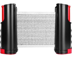 Allecto plus - Zwart intrekbaar pingpongnet voor tafeltennistafels, kantoorbureaus en meer