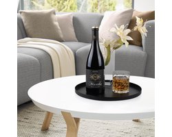 Allecto Plus - Zwart metalen dienblad 29 cm voor geurkaarsen - Decoratief kaarsenplateau voor woonkamer en badkamer - Tafeldecoratie met schaal - Stijlvolle decoratie voor eettafel - Rond dienbladzwart