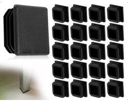 Allecto Plus - Zwarte Kunststof Lamellenstoppers 25x25mm - 20 Stuks
