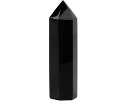 Allecto Plus - Zwarte obsidiaan kristalsteen toverstok met zeshoekige stenen - Magische toverstafkolom met natuurlijke energie
