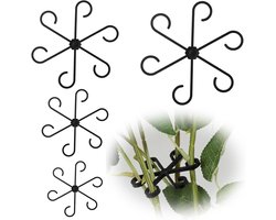 Allecto Plus - Zwarte Plantenhouders (4 stuks) voor Hortensia's en Rozen - Herbruikbare Plantensteunen met Klemmen