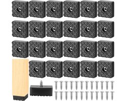 Allecto plus - Zwarte rubberen voetjes voor tuinstoelen, antislip, 30 x 30 mm
