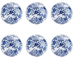 Allecto - Porseleinen ballen - Decoratieve keramische bollen - Blauw en wit - Handgemaakt - Voor vazen en tafels