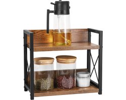 Allecto Premium - 2-Tier Kruidenrek en Keukenorganiser van Hout voor Opbergen van Kruiden, Koffiestation en Meer