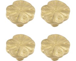 Allecto Premium - 4-delige Set Metalen Lotus Blad Ladehandgrepen - Geborsteld Messing - Meubelbeslag - Decoratieve Bloem Design - Geschikt voor Dressoir, Kast en Garderobe - Vintage Stijl - Hoogwaardige Kwaliteit