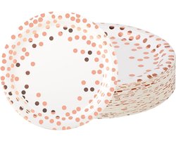 Allecto Premium - Biologisch afbreekbare papieren borden, 50 stuks, geschikt voor feestjes, barbecues, kinderverjaardagen, bruiloften, picknicks en evenementen, robuust 300 g/m² (roségoud)