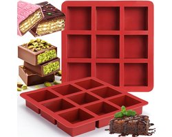 Allecto Premium - Diepe siliconen chocoladevorm 2 stuks Dubai - Chocoladebordvorm 9 putten - Brownie-bakvorm voor bonbons - Cornbread cheesecakes - 75 karakters.