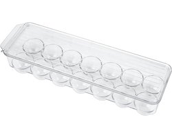 Allecto Premium - Eierhouder met deksel en handgreep, Transparante kunststof doos voor koelkast, Ideaal voor 14 eieren, Keukenopslag.