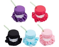 Allecto Premium - Herbruikbare Drinkhoezen Anti-Spies voor Kopjes en Glazen - 5-Pack Scrunchie Drinkbeschermers - Wasbaar en Geschikt voor Barfeesten - Inclusief Rietje - 5 Kleuren
