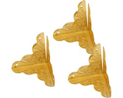 Allecto Premium - Hoekbeschermers kist sieradenkoffer - 3 kleuren - decoratieve ijzeren randafscherming - opbergmeubelkast - salontafel - borstdozen - 12 stuks - goudkleurig