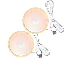 Allecto Premium - Houten Sokkel Set van 2 - Houten Verlichting - Glaskunstwerk Sokkel - Sfeerverlichting - Bolvormig Glas - Warm Licht