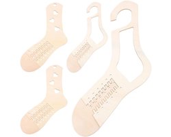 Allecto Premium - Houten Sokkenblokken voor Breien en Haken - Sokken Mal - Sokken Brei Hulpmiddel - Sok Spanners - Sokkenrek Frame - Kerstsokken DIY - 4 stuks