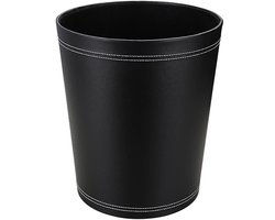 Allecto Premium - Klassieke leren prullenbak voor kantoor badkamer keuken slaapkamer in zwart design - Duurzaam en stijlvol - 75 liter opbergcapaciteit