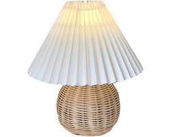 Allecto Premium - Kleine Tafellamp voor Slaapkamer en Woonkamer - Rotan Lamp met Vintage Esthetiek