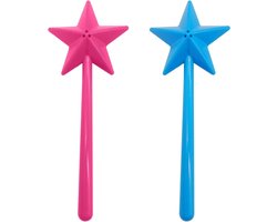 Allecto Premium - Kruidenstokjes met gaten voor keuken en camping - Set van 2 - Stervormig - Geschikt voor barbecues en feestdecoratie - Blauw, roze, rood