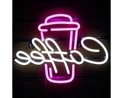 Allecto Premium - Led-lichtbord wit voor bar restaurant bruiloft decoratie met koffiemok design