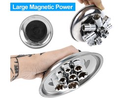 Allecto Premium - Magneetschaal Werkplaatsset 4 Stuks RVS Dienblad Inclusief Ronde & Rechthoekige Schaal - Voor Gereedschap, Schroeven, Boren en Spijkers