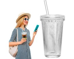Allecto Premium - Matcha mok en ijskoffiekopjes set met deksel - drinkglazen en sapbekers - geribbelde glazen - 10-delig assortiment