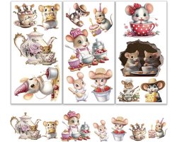 Allecto Premium - Meubelstickers met Muismotief voor Houten Meubels en Ambachten 15x30cm - Dessert Theepot Motief - Keuken Decoratie.