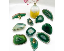 Allecto Premium - Natuurlijke Groene Agaat Knoppen | Geode Steen Knoppen voor Kasten | Agaat Deurknoppen voor Meubels DIY met Schroeven (Groen)
