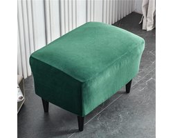 Allecto Premium - Ottomaanse voetenbank hoes fluweel spandex stretch - donkergroen - stofdicht - verwijderbaar - wasbaar
