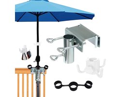 Allecto Premium - Parasolhouder balkonleuning Ø 25-38 mm met ruimtebesparende parasolstandaard - Geschikt voor balkons tot 5 cm breed