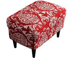 Allecto Premium - Rechthoekige Ottomaanse hoes van polyester Spandex met barokke stijl - Stofdichte afneembare wasbare krukbeschermer