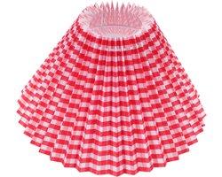 Allecto Premium - Rood Geruite Geplooide Lampenkap voor Hanglamp en Plafondverlichting - Grote E27 Stoffen Kap met Behuizing - Decoratieve Lampenkap voor Vloerlicht - Vele Lampvormen - Aantrekkelijke Kroonluchter Schaduw