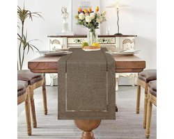 Allecto Premium - Rustieke tafelloper 180 cm - Boho - Boerderij - Gevlochten - Gestreept - Salontafel loper - Dinerfeest - Vakantie - Decoratie - Tafeldecoratie