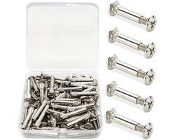 Allecto Premium - Set van 100 meubelschroeven M4 x 31-40 mm van vernikkeld staal voor meubel- en kastverbinders.