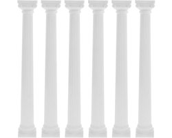 Allecto Premium - Set van 6 decoratieve zuilen voor planten - Grieks Romeinse stijl - Wit plastic - Huisdecoratie - Kolom standaard - Bureau accessoire.