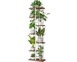 Allecto Premium - Staand bloemenrek plantenrek voor tuinhoek - opbergorganizer rek (houtnerf, 7 niveaus diepte)