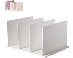 Allecto Premium - Verstelbare plankverdeler in Wit Stevig plastic | Eenvoudige montage | Verticale handtasscheider | Portemonnee Plankscheiders voor garderobekast