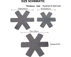Allecto Premium - Vilten Onderzetterset (15-delig), Pannenbeschermer voor Tefal, WMF, Elo-pannen, Antislip Vilt Onderzetter, Keukenaccessoires voor Meubels en Kookgerei.