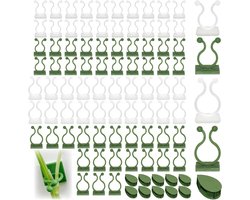 Allecto Premium - Voor Planten: 90 Plant Clips Wall Mount - 5 Modellen - Klimplant Clips - Groen en Wit - Plant Bevestigingsclips