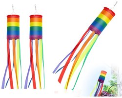 Allecto - - Rainbow Windsock - Decoratieve Windvlaggen - Set van 2 - 100 cm - Kleurrijke Tuinaccessoires - Geschikt voor Buiten - Multicolor