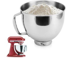 Allecto Roestvrijstalen Keukenhulpkom met Handvat - Mengkom voor Keukenmixer - Geschikt voor Kitchenaid - 4,5q 5qt - Mengkommen - Kommen Voor Keukenmixer