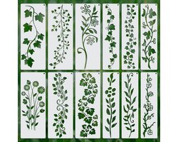 Allecto - Schilderen op hout - Ambacht - Herbruikbaar - Bloemensjablonen - Doe-het-zelf - Woondecoratie - Bladeren & Bloem Stencil - Geschikt voor - Kunst aan de muur.