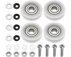 Allecto- Schuifdeurwielen - Nylon - Vervangingsset - 21 mm - Set van 4 - Met schroeven en moeren - Geschikt voor broeikas - Douchedeurrollen - Glazen rollen - Rolsysteem
