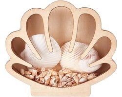 Allecto - Seashell Houder - Houten Display Box - Acryl Venster - Woondecoratie - Zee Shell - Haaientand - Geheugen - Voor Agaat Collectie - Kust Decor - Geschikt voor - Zeglas - Klein model - 7 x 6 inch.