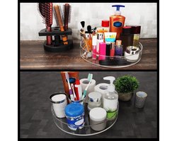 Allecto- Serveertray - Handvatten - Doorzichtig - Acryl - Organizer - Geschikt voor Keuken - Rond Serveertray met Handvatten - 30 cm Diameter - Extra Large, Acryl Knoeibestendige Tray - Decoratief Ontbijt, Thee/Koffie, Voedsel, Drank en Organizer.