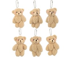 Allecto - Sleutelhangers Pluche Beer - Rugzak Kinderspeelgoed - Mini - 6 Stuks - Feestartikelen - Knuffeldieren - Volwassenen - Multifunctioneel - Beertjes - Zachte Beer Keyrings
