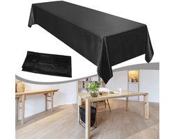 Allecto - Tafelkleed - Bruiloft - Bescherming en Verfraaiing - Zwart - Satijn - Eettafel - Geschikt voor Feestdagen - 145x260cm