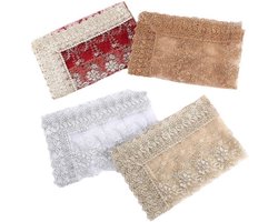 Allecto- Tafelkleed - Kant - Geborduurd - Beige - Tafelloper - Gehaakte kant - Tafelset - Bruiloft - Feest - Verjaardag - Decoratie - 80 x 80 cm.