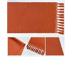 Allecto - Tafelloper - Boho Decoratie - Terracotta Oranje - Rustieke Landelijke Stijl - Perfect voor Bruiloften en Feesten - 33x243 cm